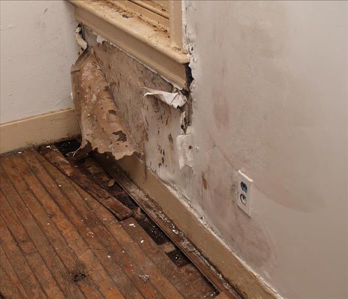 water-damaged interior wall in an house